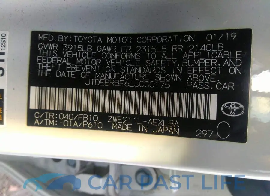 JTDEBRBE6LJ000175# 9