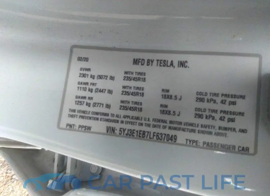 5YJ3E1EB7LF637049# 9