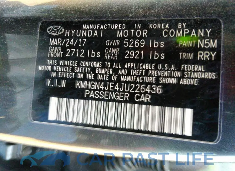 KMHGN4JE4JU226436# 9