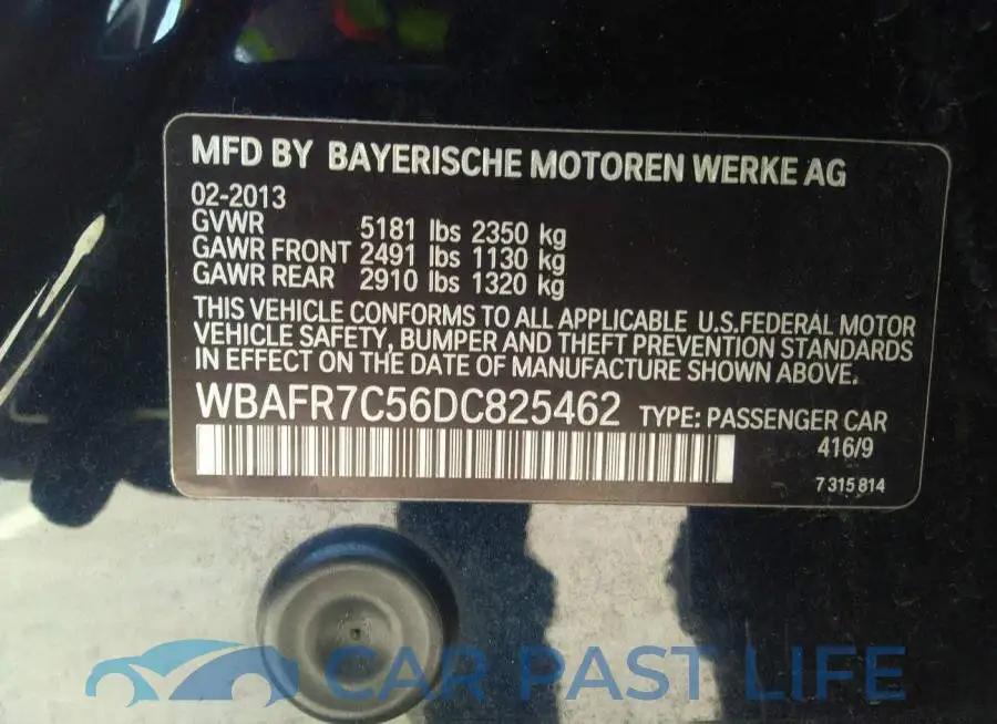WBAFR7C56DC825462# 9