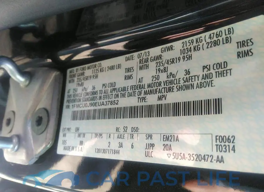 1FMCU0J90EUA37852# 9