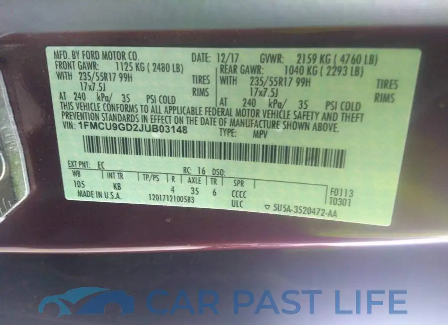 1FMCU9GD2JUB03148# 9