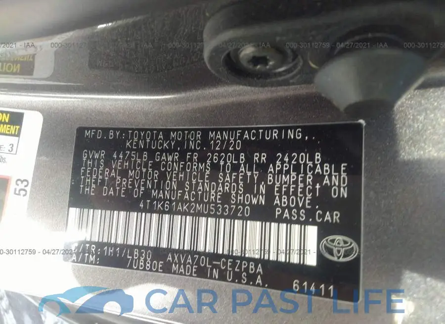 4T1K61AK2MU533720# 9
