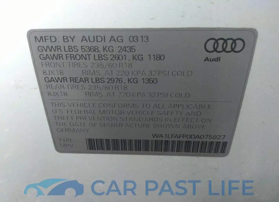 WA1LFAFP0DA075927# 9