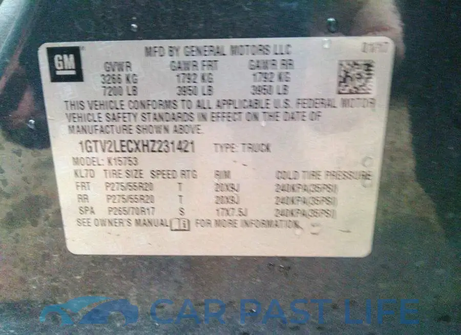 1GTV2LECXHZ231421# 9