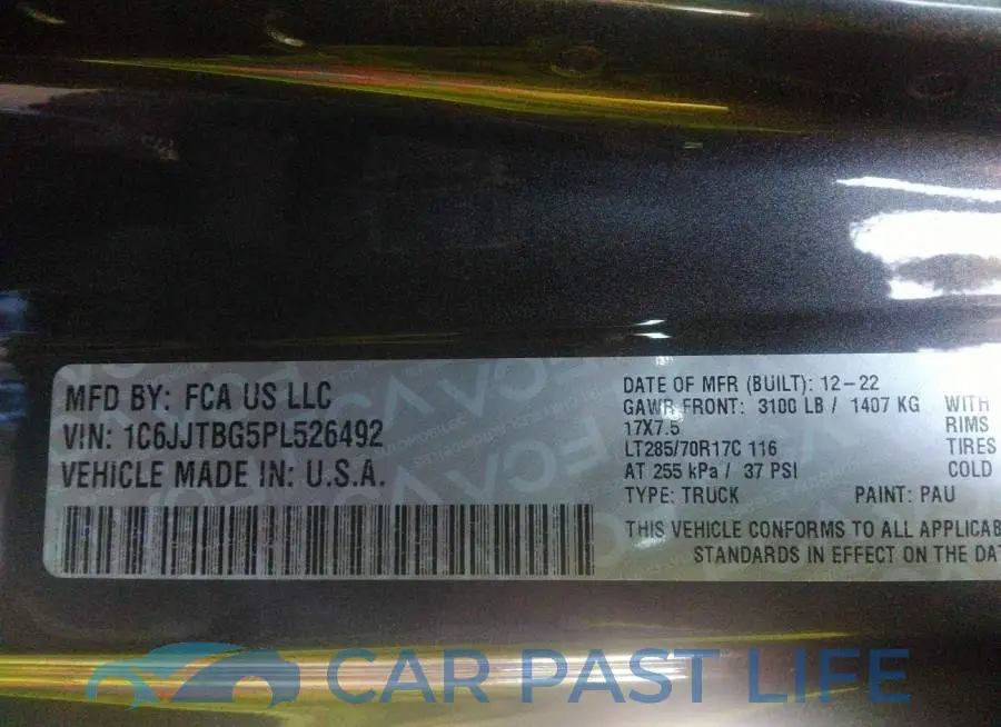 1C6JJTBG5PL526492# 9