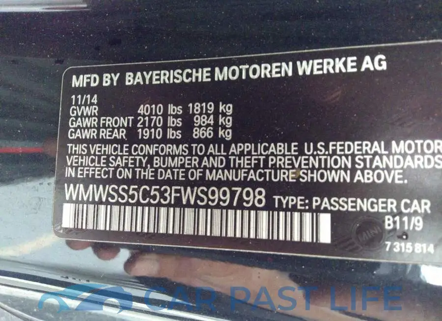 WMWSS5C53FWS99798# 9