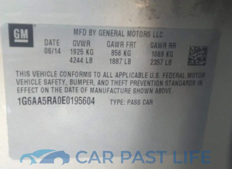1G6AA5RA0E0195604# 9