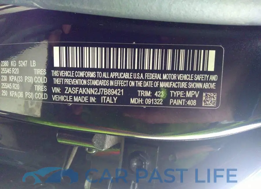 ZASFAKNN2J7B89421# 9