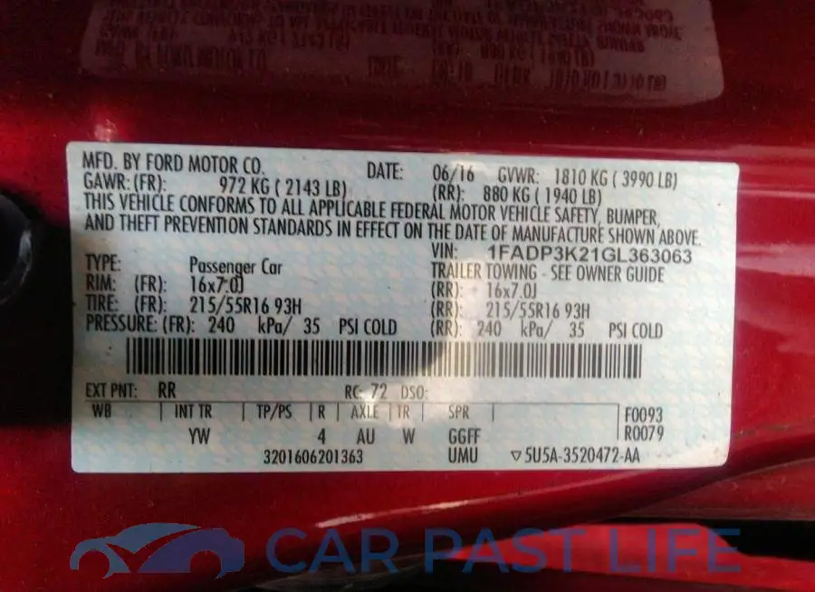 1FADP3K21GL363063# 9