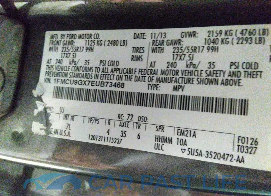 1FMCU9GX7EUB73468# 9