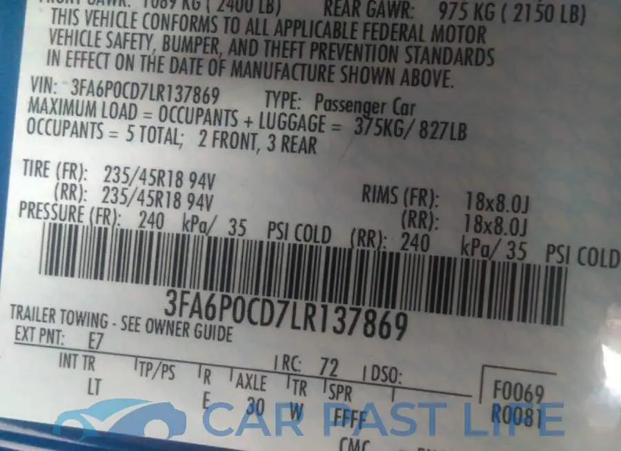 3FA6P0CD7LR137869# 9