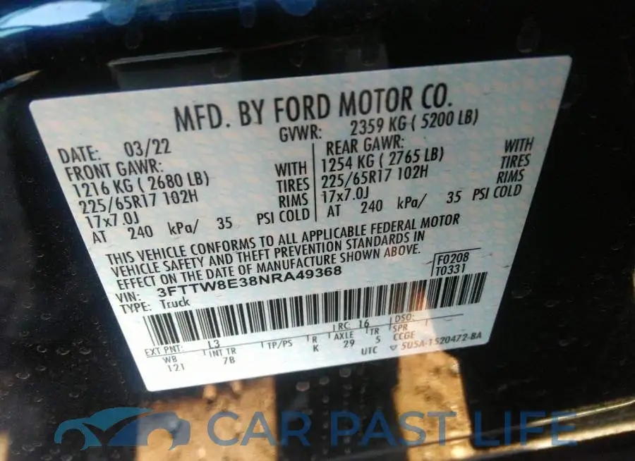 3FTTW8E38NRA49368# 9