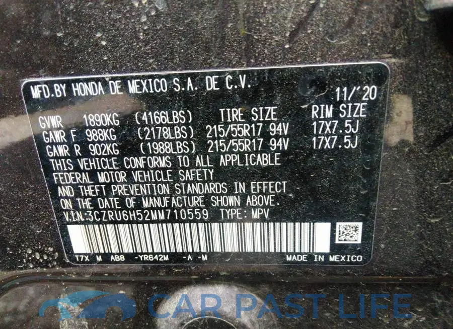 3CZRU6H52MM710559# 9