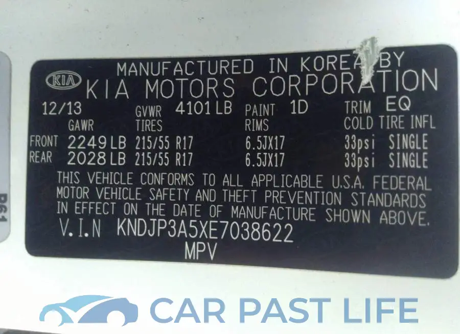 KNDJP3A5XE7038622# 9