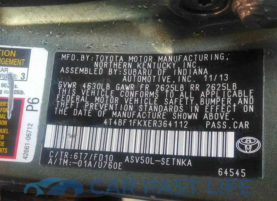 4T4BF1FKXER364112# 9