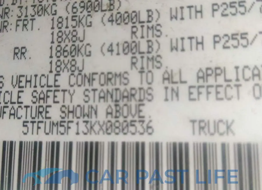5TFUM5F13KX080536# 9