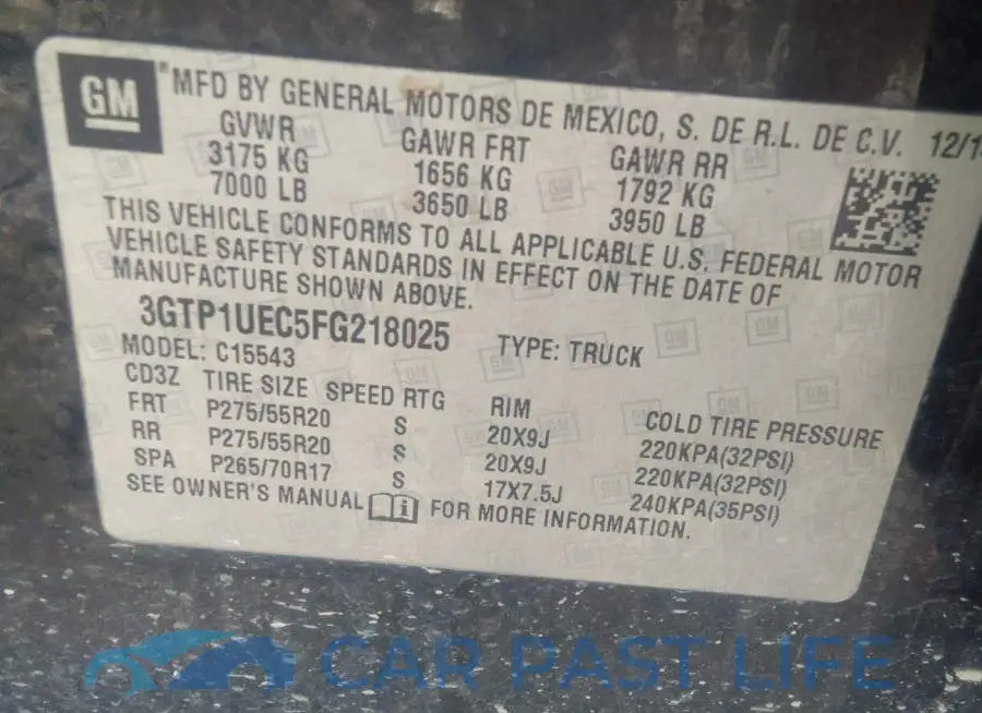 3GTP1UEC5FG218025# 9