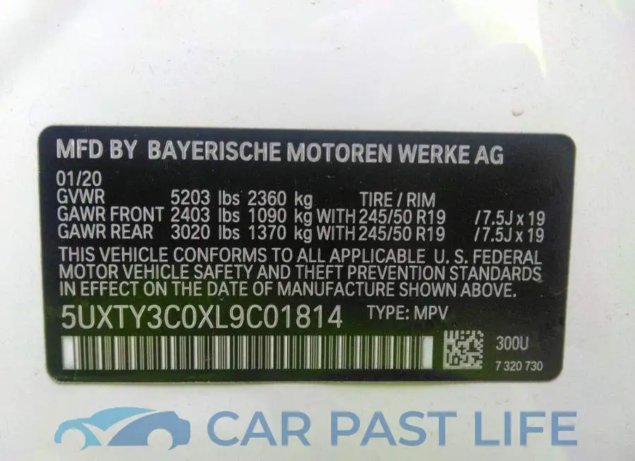 5UXTY3C0XL9C01814# 9