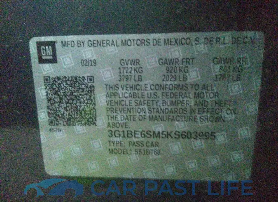 3G1BE6SM5KS603995# 9