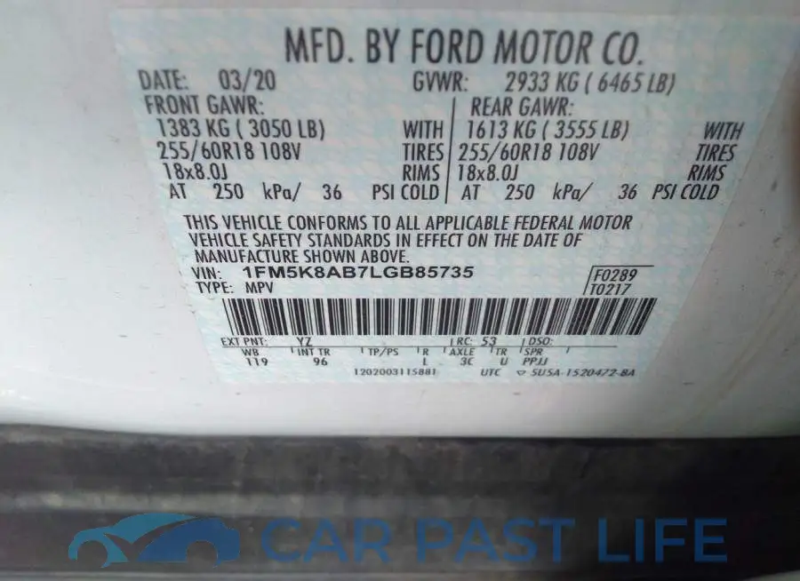 1FM5K8AB7LGB85735# 9