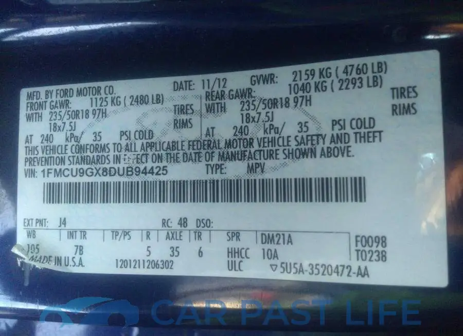 1FMCU9GX8DUB94425# 9