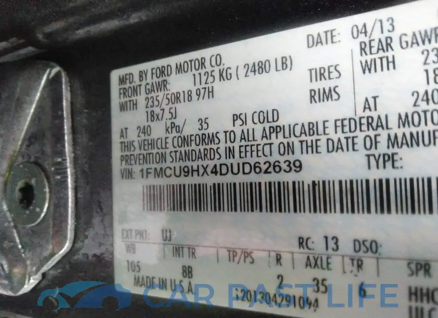 1FMCU9HX4DUD62639# 9