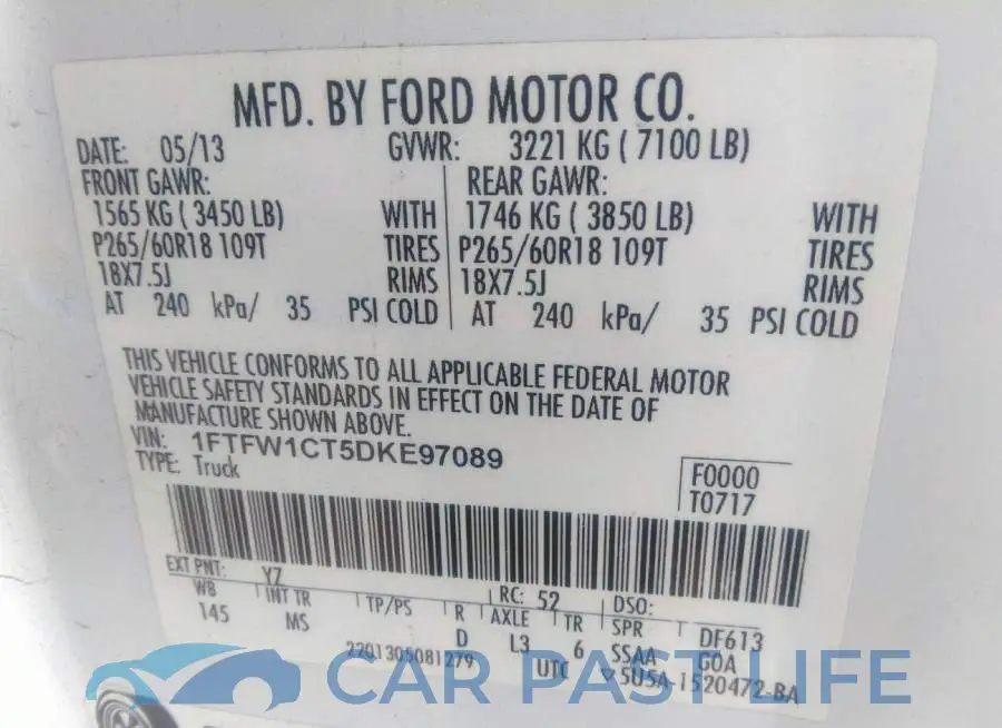 1FTFW1CT5DKE97089# 9