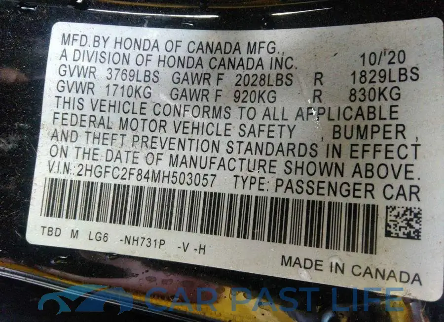 2HGFC2F84MH503057# 9