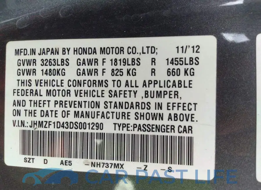 JHMZF1D43DS001290# 9