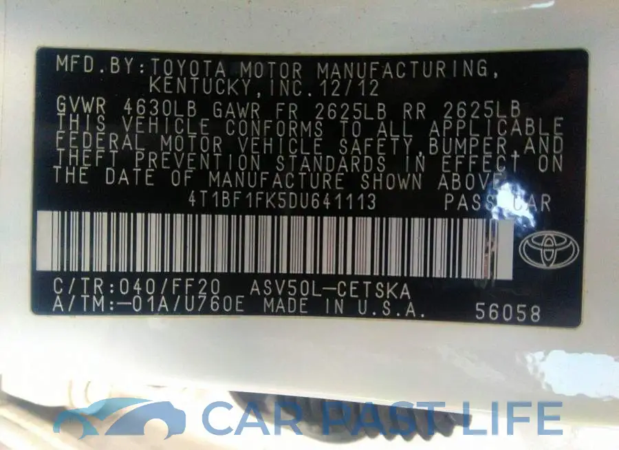 4T1BF1FK5DU641113# 9