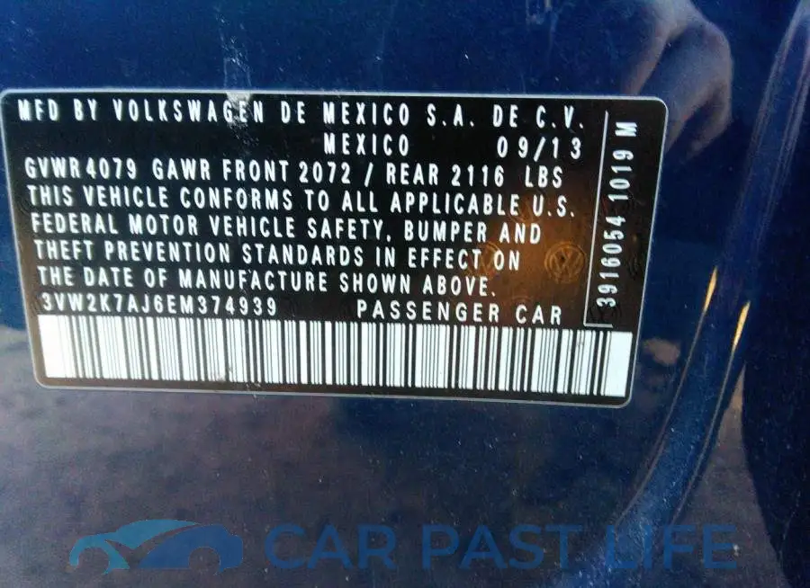 3VW2K7AJ6EM374939# 9