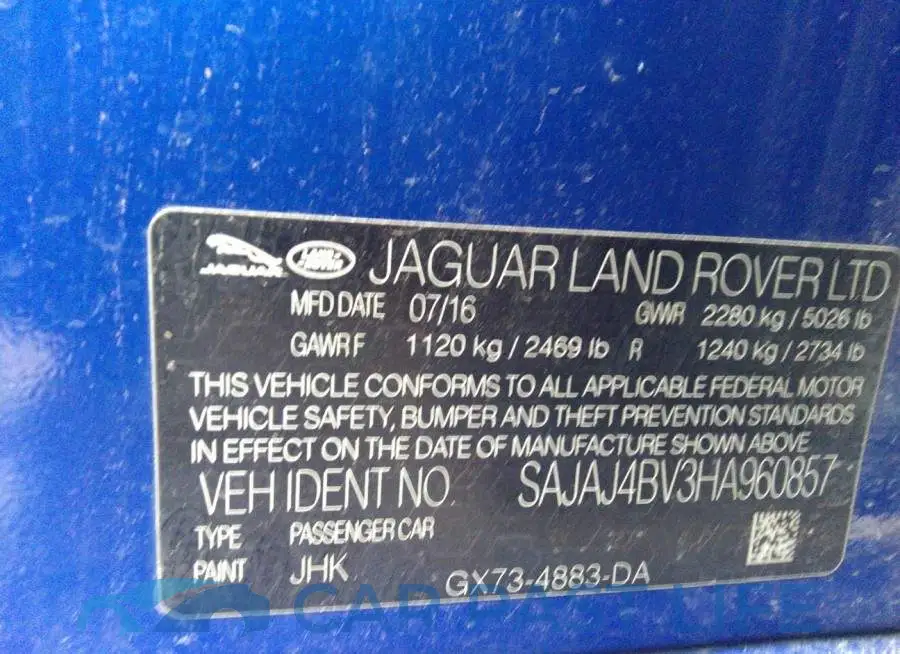 SAJAJ4BV3HA960857# 9