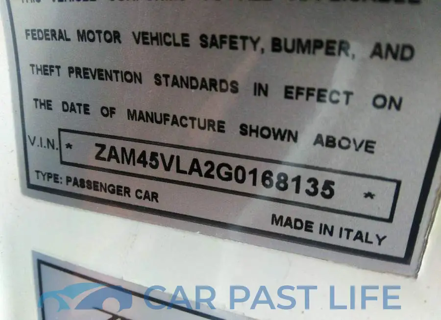 ZAM45VLA2G0168135# 9