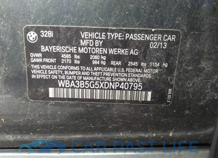 WBA3B5G5XDNP40795# 9