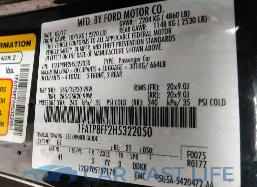 1FATP8FF2H5322050# 9