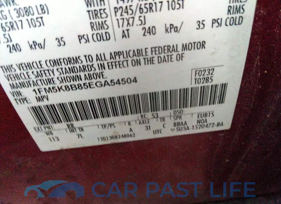 1FM5K8B85EGA54504# 9