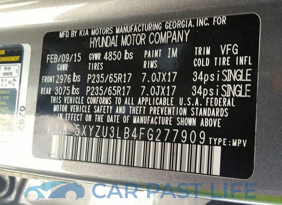 5XYZU3LB4FG277909# 9