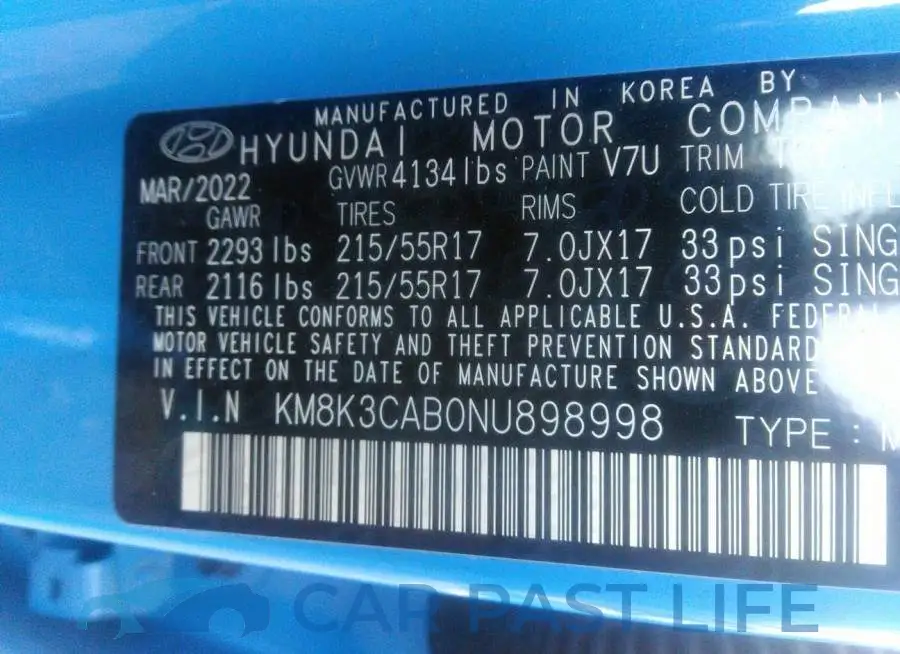 KM8K3CAB0NU898998# 9