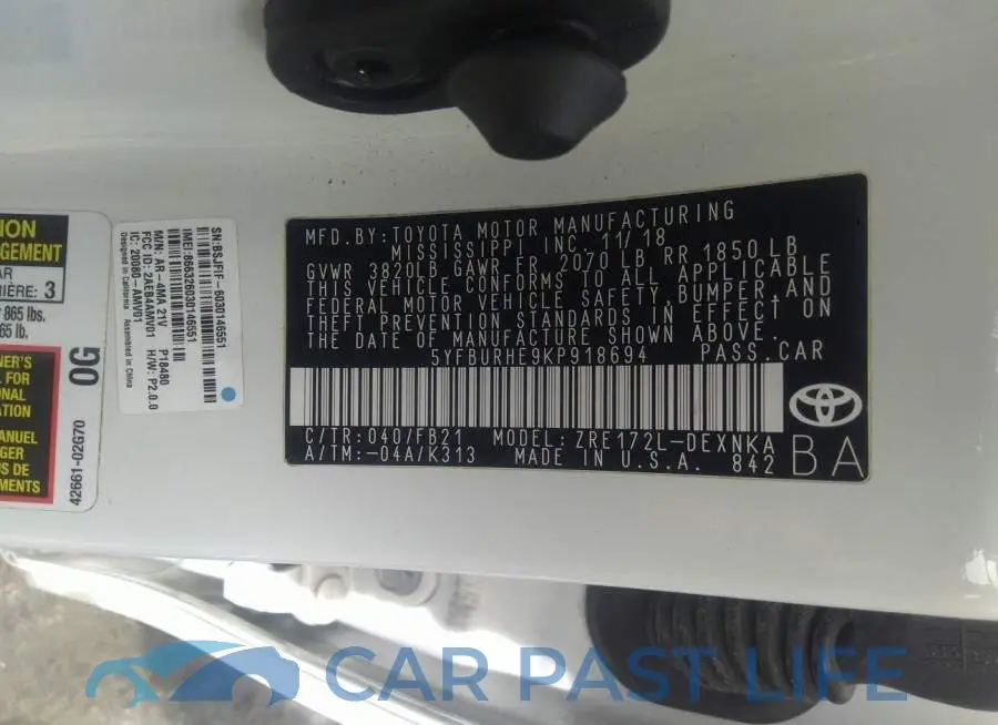 5YFBURHE9KP918694# 9