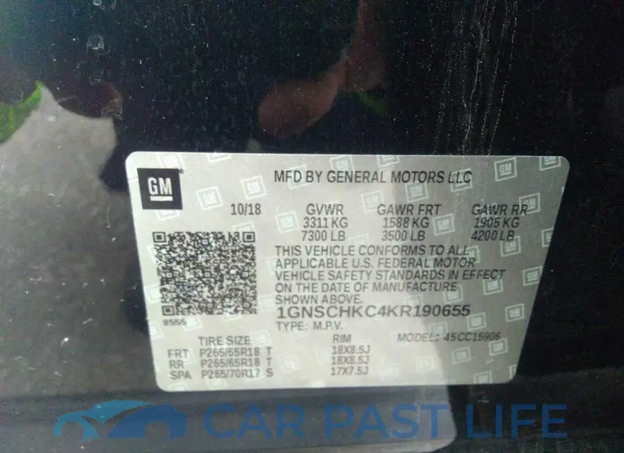 1GNSCHKC4KR190655# 9