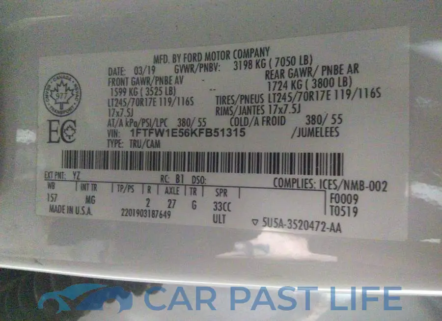 1FTFW1E56KFB51315# 9