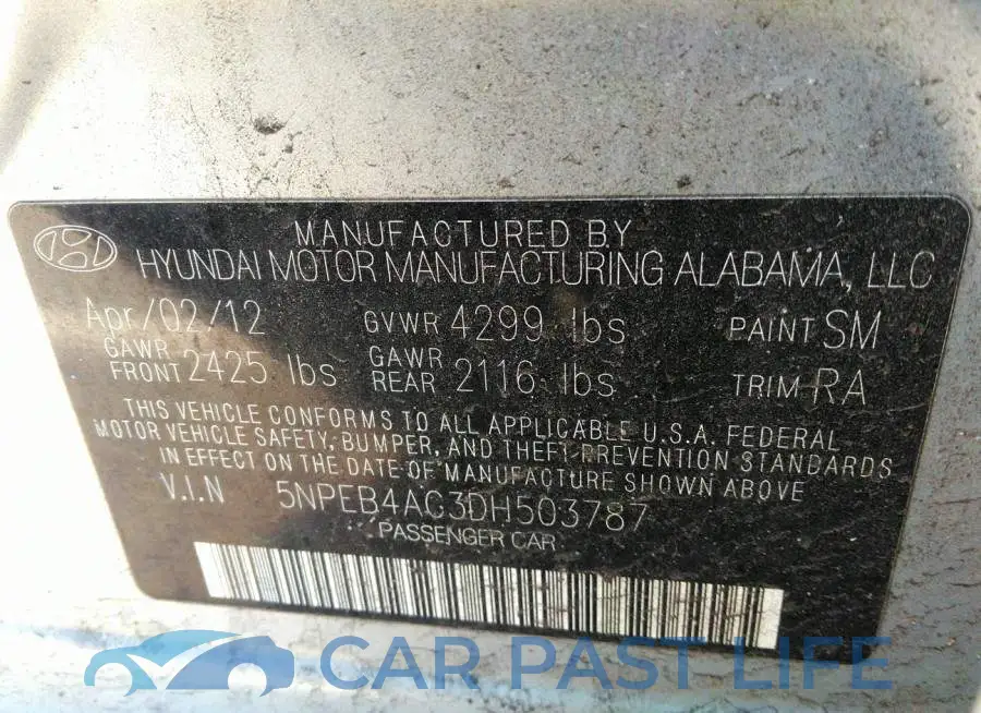 5NPEB4AC3DH503787# 9
