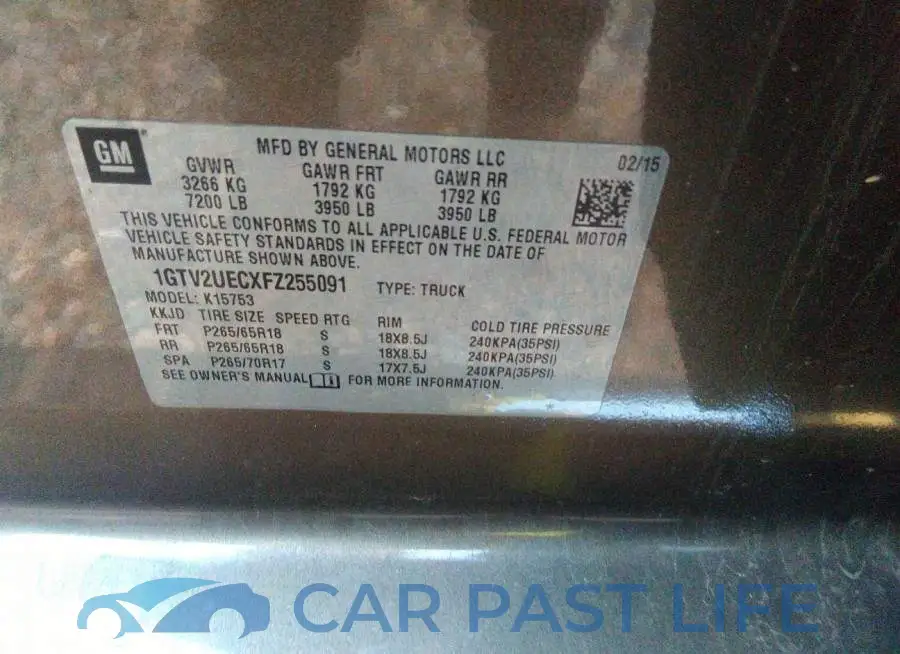 1GTV2UECXFZ255091# 9