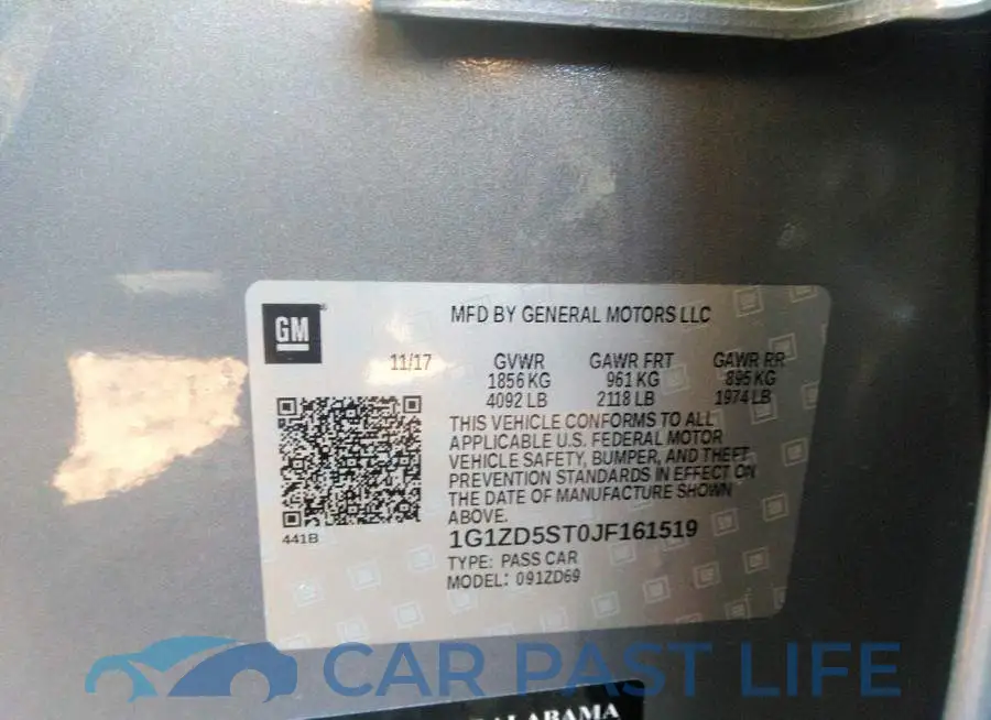 1G1ZD5ST0JF161519# 9