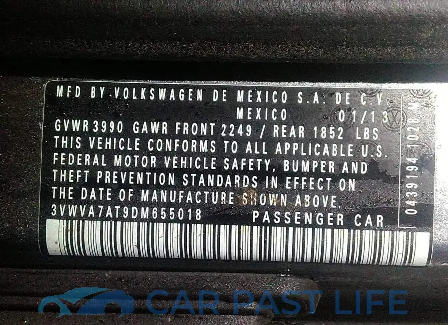 3VWVA7AT9DM655018# 9