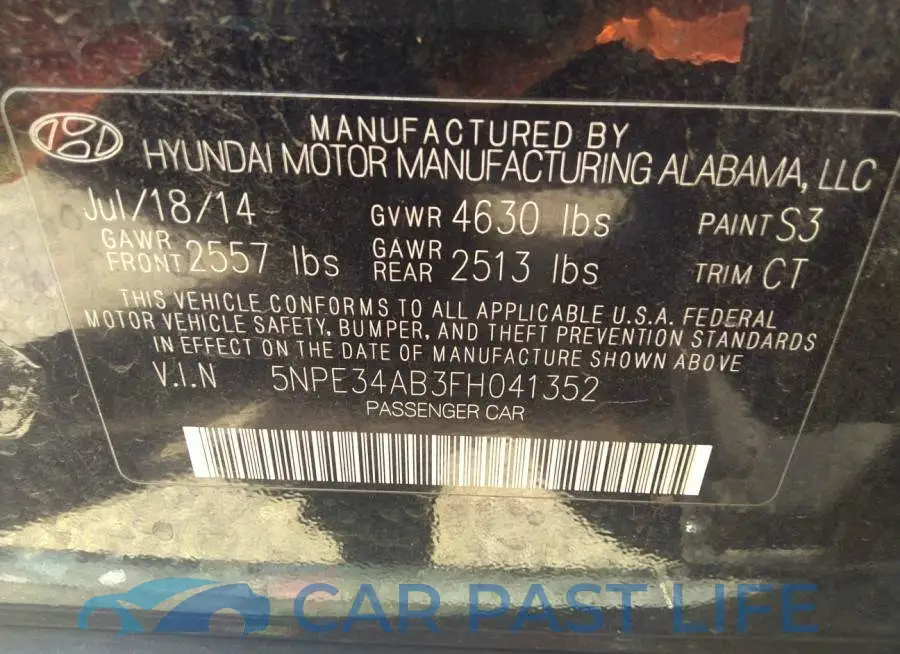 5NPE34AB3FH041352# 9