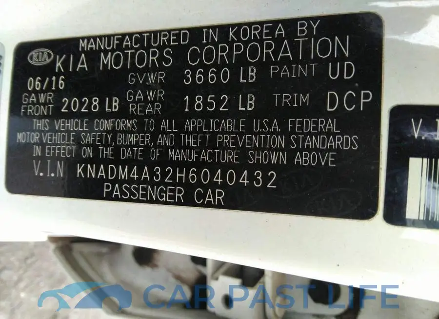 KNADM4A32H6040432# 9