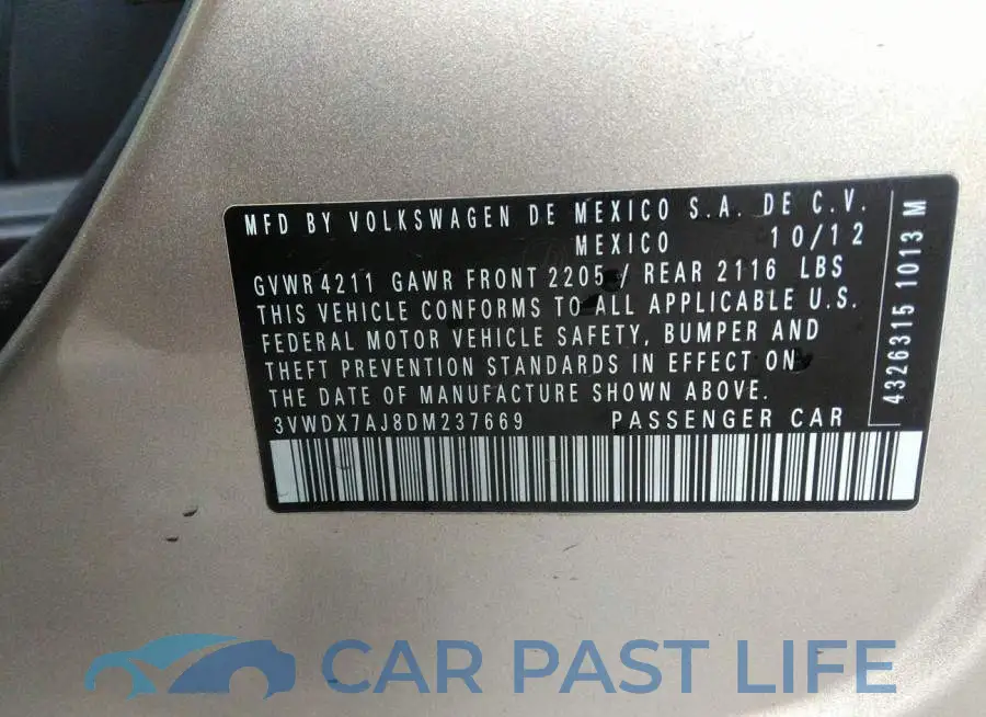 3VWDX7AJ8DM237669# 9