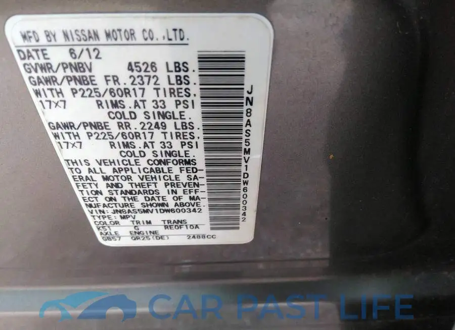 JN8AS5MV1DW600342# 9